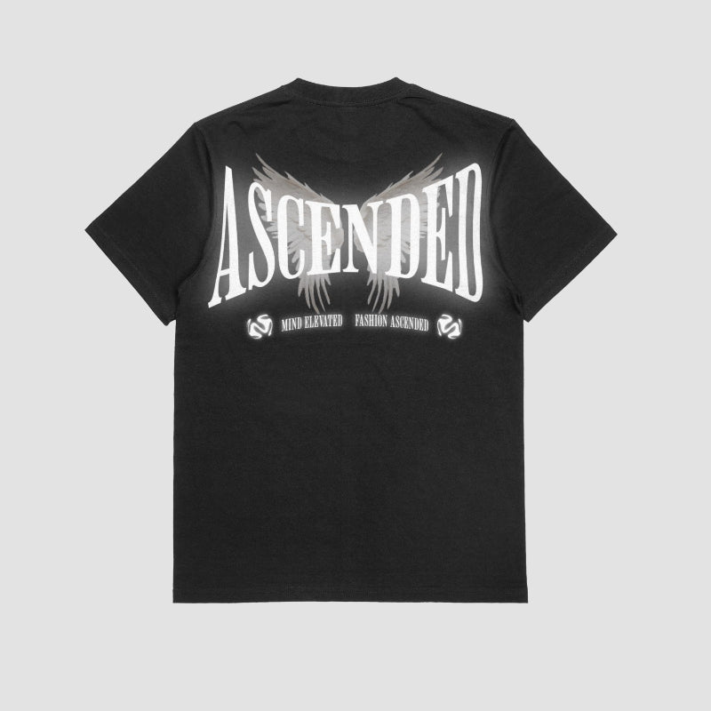ASCENDED black minimalist graphic tee back view streetwear