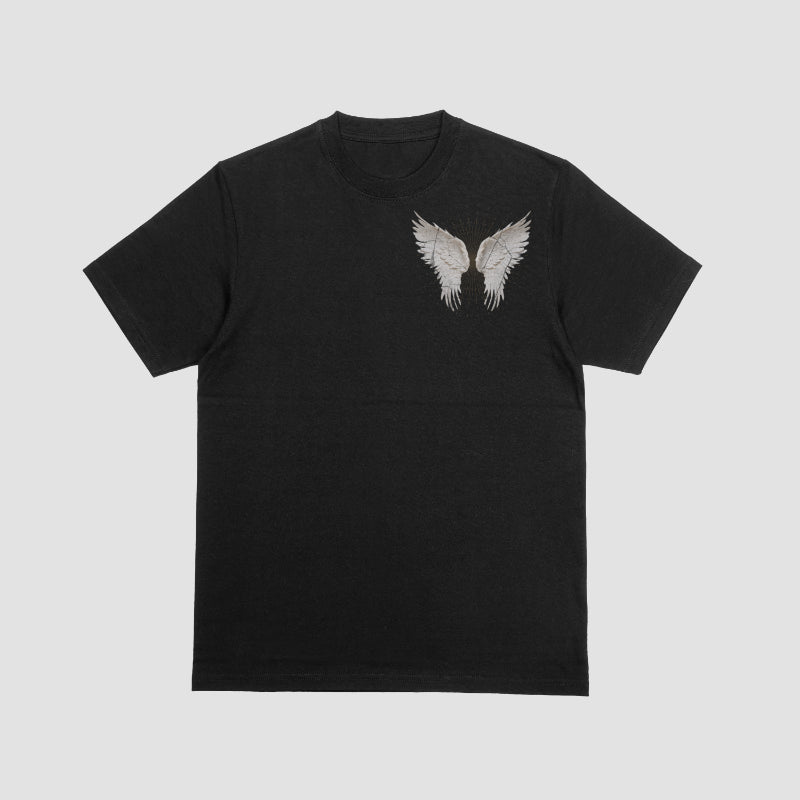 ASCENDED black minimalist graphic tee front view streetwear